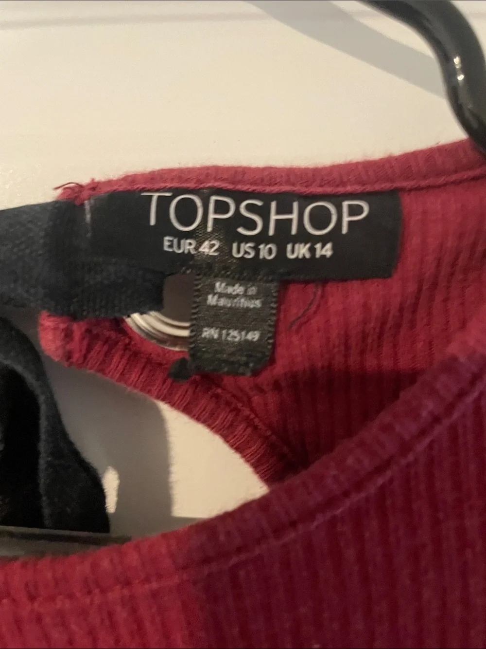 Topshop Burgundy Long-Sleeve Ribbed Skater Dress - Picture 2 of 3
